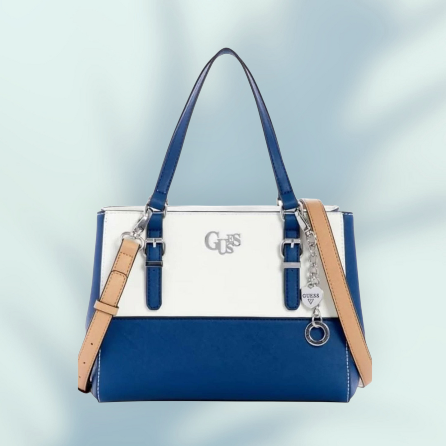.👜 Bolso Guess azul y blanco – Elegancia y estilo para cada día