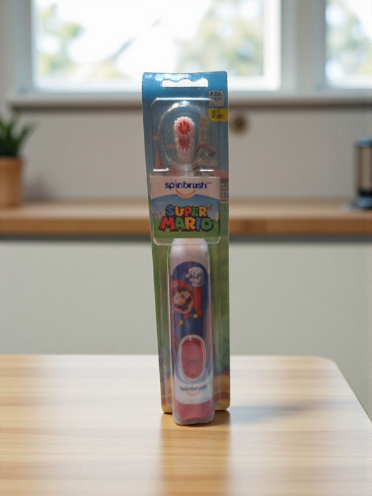Cepillo Eléctrico Mario Bros Infantil, Suave y a Pilas